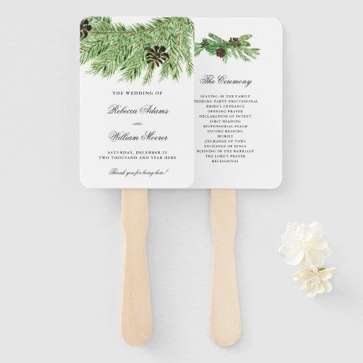 Éventail Programme de mariage des pins d'hiver (Devant et derrière)