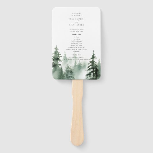 Éventail Programme de mariage des pins sauvages (Devant)