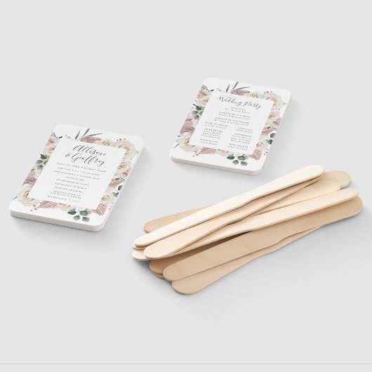 Éventail Programme de mariage des Roses d'aquarelle et des  (Non-assemblé)