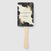 Éventail Programme de mariage des Roses noirs d'or (Devant)