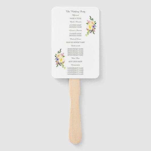 Éventail Programme de mariage des saules et des fleurs (Dos)