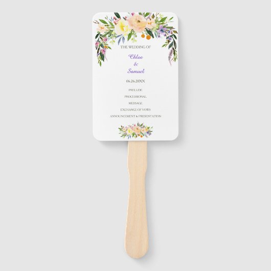 Éventail Programme de mariage des saules et des fleurs (Devant)