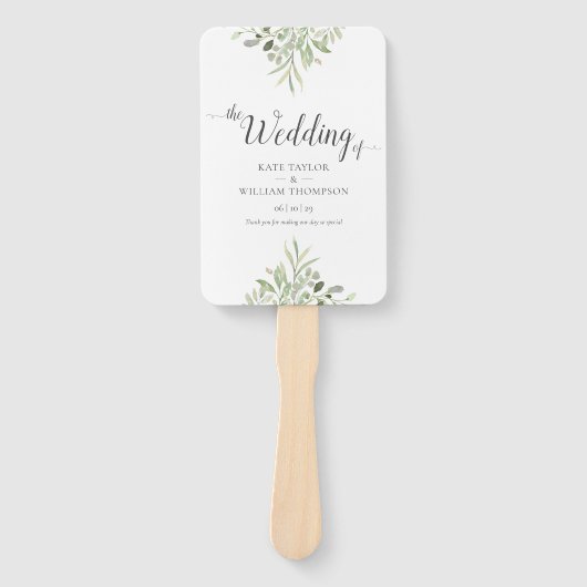 Éventail Programme de mariage des scripts de verdure d'aqua (Devant)