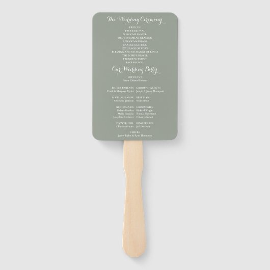 Éventail Programme de mariage des scripts de verdure d'aqua (Dos)