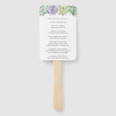 Éventail Programme de mariage des succulents verts et pourp (Dos)