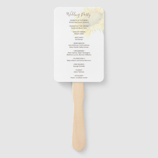 Éventail Programme de mariage des tournesols du Sud (Dos)