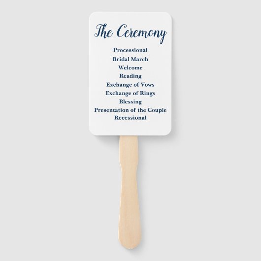 Éventail Programme de mariage d'été Elégant Marine Extérieu (Dos)