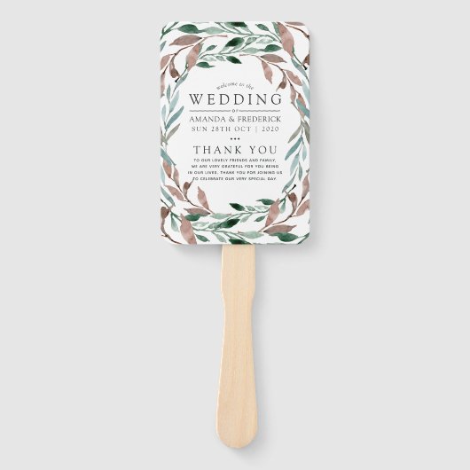 Éventail Programme de mariage d'hiver rustique (Devant)