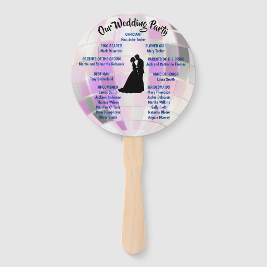 Éventail Programme de mariage disco personnalisable (Dos)