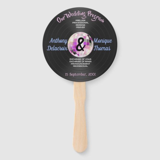 Éventail Programme de mariage disco personnalisable (Devant)