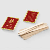Éventail Programme de mariage double bonheur paillettes or (Non-assemblé)