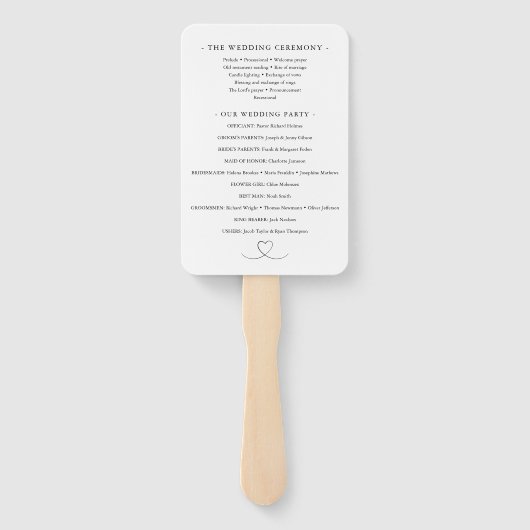 Éventail Programme de mariage du coeur floral vert (Dos)