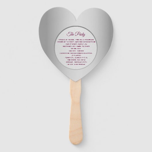 Éventail Programme de mariage du coeur pourpre (Dos)