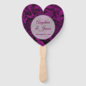 Éventail Programme de mariage du coeur pourpre (Devant)