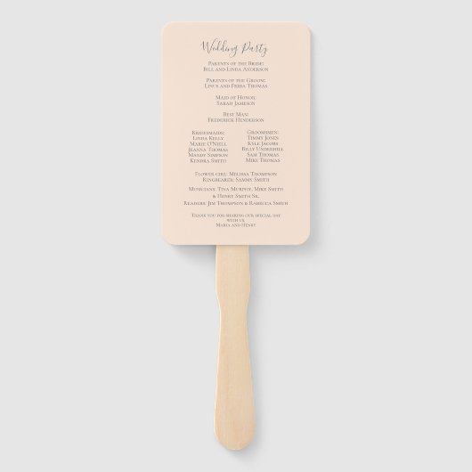 Éventail Programme de mariage du feuillage d'aquarelle (Dos)