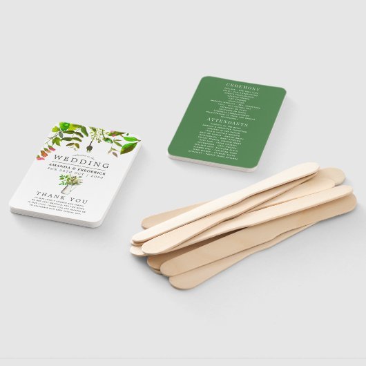 Éventail Programme de mariage du feuillage de printemps de  (Non-assemblé)