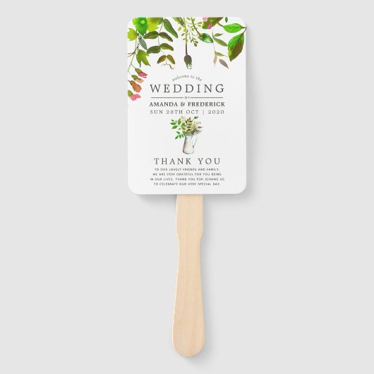 Éventail Programme de mariage du feuillage de printemps de (Devant)