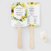 Éventail Programme de mariage du jardin de tournesol (Devant et derrière)