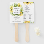 Éventail Programme de mariage du jardin de tournesol (Devant et derrière)