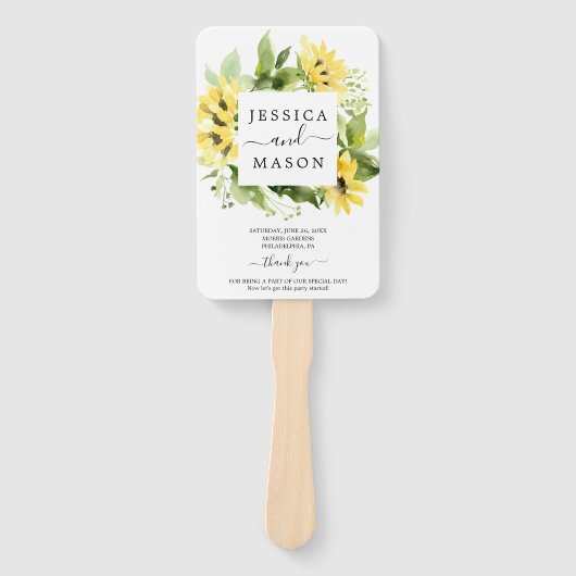 Éventail Programme de mariage du jardin de tournesol (Devant)