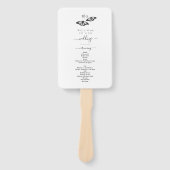 Éventail Programme de mariage du monogramme du papillon noi (Devant)