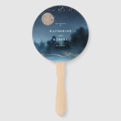 Éventail Programme de mariage du paysage de nuit bleue Vent (Devant)