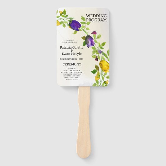 Éventail Programme de mariage du Rectangle floral (Devant)