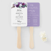 Éventail Programme de mariage du script d'aquarelle florale (Devant et derrière)