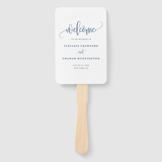 Éventail Programme de mariage du script de calligraphie ble (Devant)