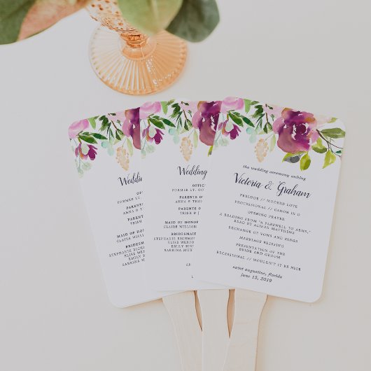 Éventail Programme de mariage dynamique en fleurs