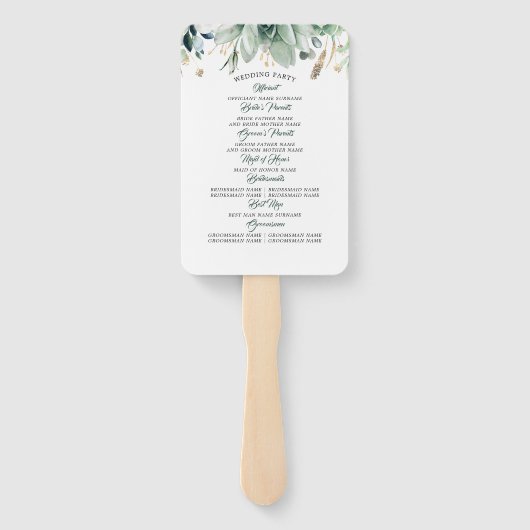 Éventail Programme de mariage écologique et d'or (Dos)