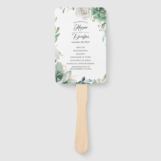 Éventail Programme de mariage écologique et d'or (Devant)