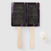 Éventail Programme de mariage écriture sombre Agate Or Viol (Devant et derrière)