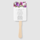 Éventail Programme de mariage élégant à fleurs violettes vi (Devant)