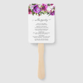 Éventail Programme de mariage élégant à fleurs violettes vi (Dos)