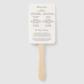 Éventail Programme de mariage élégant à la crème simple (Dos)