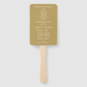 Éventail Programme de mariage élégant à monogramme doré mod (Dos)