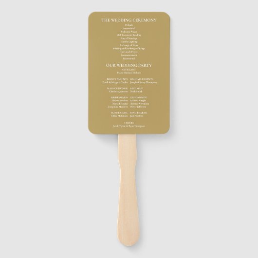 Éventail Programme de mariage élégant à monogramme doré mod (Dos)