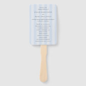 Éventail Programme de mariage élégant à rayures bleues mode (Devant)