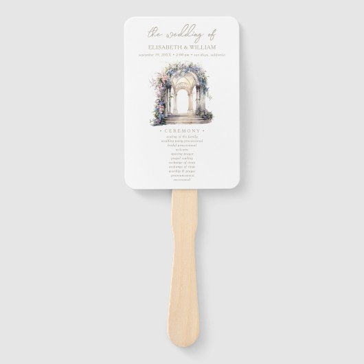 Éventail Programme de mariage Élégant Arc Floral (Devant)