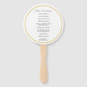 Éventail Programme de mariage élégant au monogramme doré (Dos)