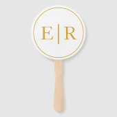 Éventail Programme de mariage élégant au monogramme doré (Devant)