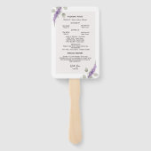 Éventail Programme de mariage élégant aux feuilles de lavan (Dos)