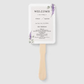 Éventail Programme de mariage élégant aux feuilles de lavan (Devant)