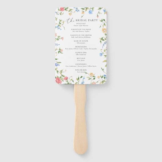 Éventail Programme de mariage élégant aux fleurs sauvages (Dos)