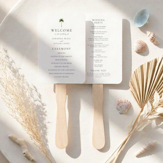 Éventail Programme de mariage élégant aux palmiers côtiers