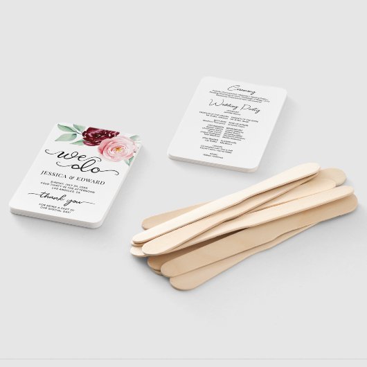 Éventail Programme de mariage élégant avec remerciements fl (Non-assemblé)