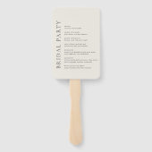 Éventail Programme de mariage élégant beige typographie mod (Dos)