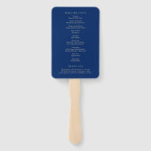 Éventail Programme de mariage élégant bleu marine et crème (Dos)