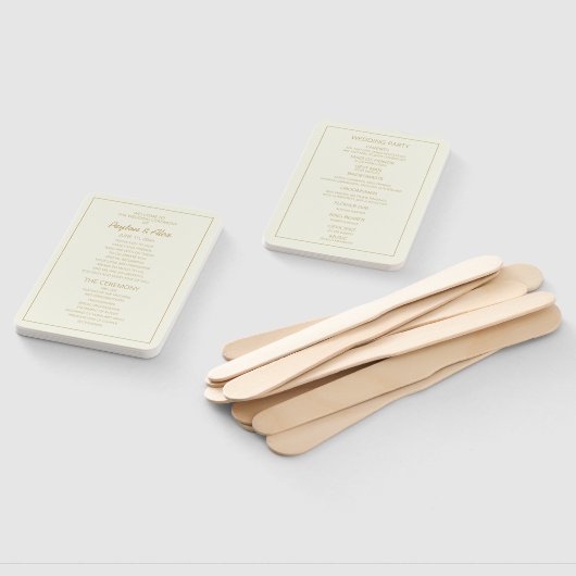 Éventail Programme de mariage élégant crème or (Non-assemblé)